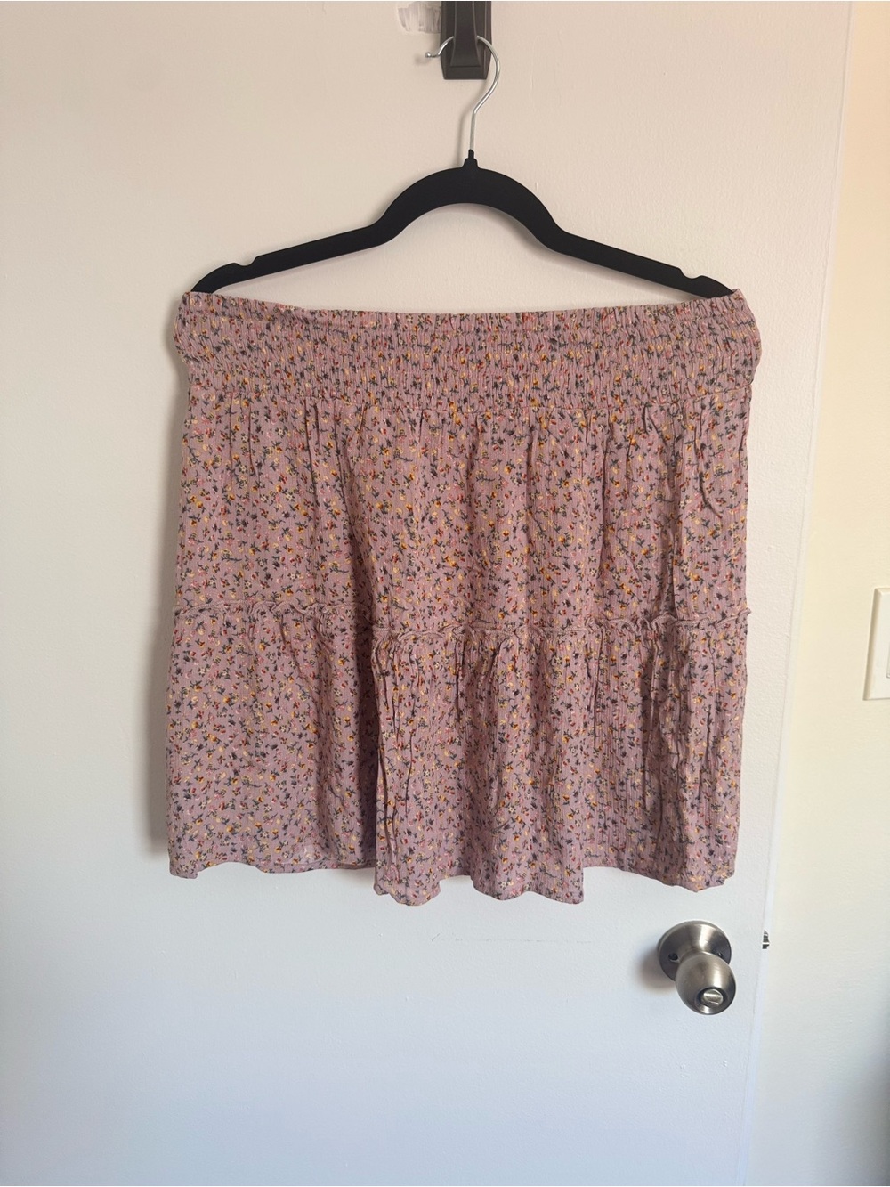 Hippie rose Women's Pink Floral Smocked Waist Tiered Skirt size XL